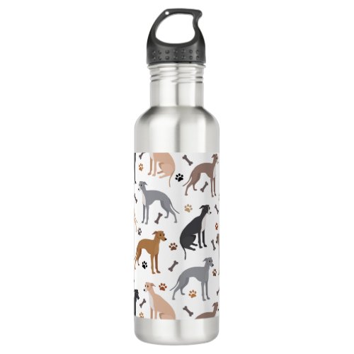 Italian Greyhound Dog Bones and Paws Stainless Ste Stainless Steel Water Bottle