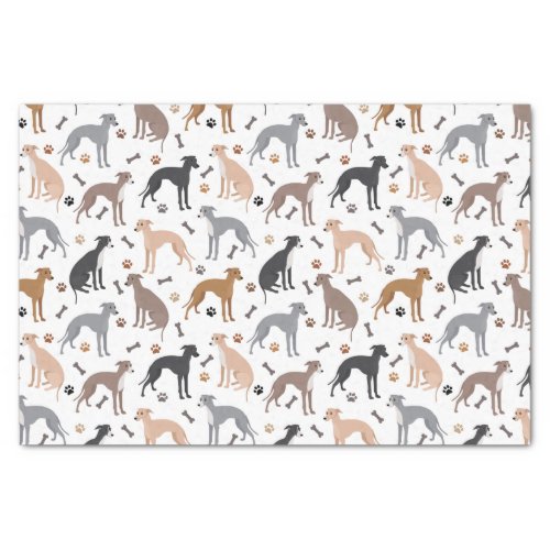 Italian Greyhound Dog Bones and Paws Tissue Paper