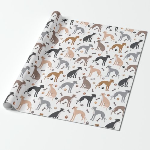 Italian Greyhound Dog Bones and Paws Wrapping Pape Wrapping Paper