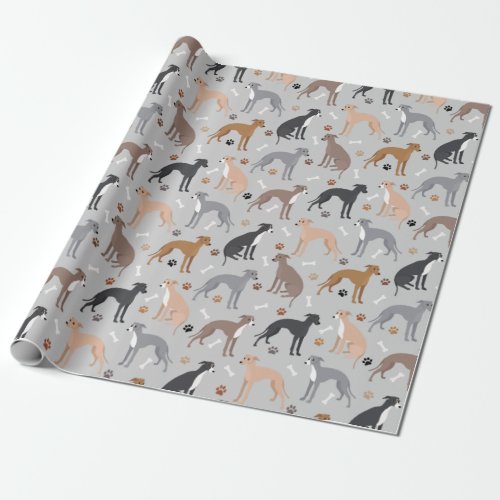 Italian Greyhound Dog Bones and Paws Wrapping Pape Wrapping Paper