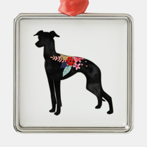Italian Greyhound Dog Breed Bohemian Floral Saddle Metal Ornament