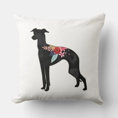 Italian Greyhound Dog Breed Bohemian Floral Saddle Throw Pillow