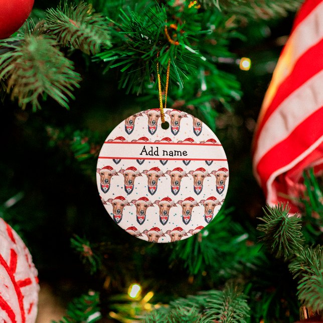 Italian Greyhound Dog Breed Christmas Ceramic Ornament (Creator Uploaded)