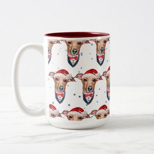 Italian Greyhound Dog Breed Christmas Two_Tone Coffee Mug