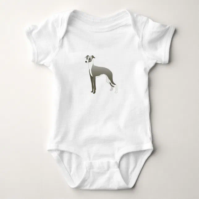 Italian Greyhound Dog Breed Illustration Silhouett Baby Bodysuit