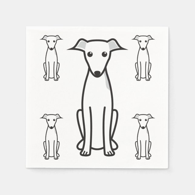 Italian Greyhound Dog Cartoon Napkins (Front)