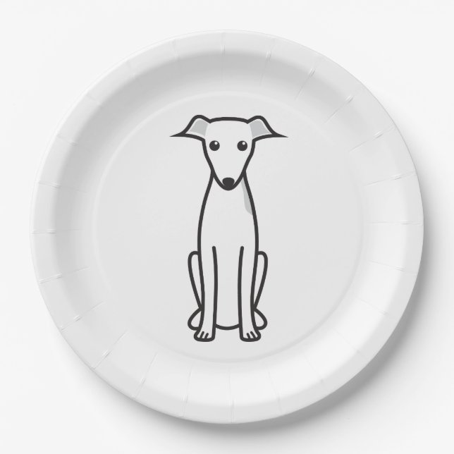 Italian Greyhound Dog Cartoon Paper Plates (Front)