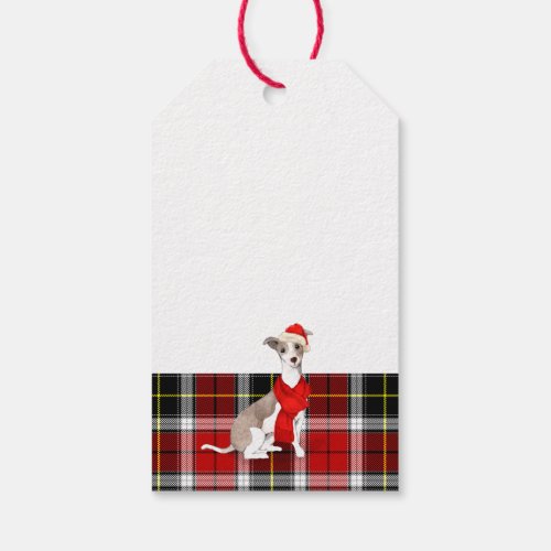 Italian Greyhound Dog Christmas Plaid Gift Tags