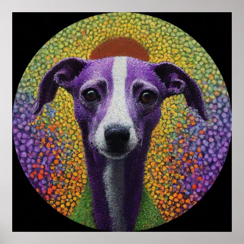 Italian Greyhound Dog Colorful Art Poster