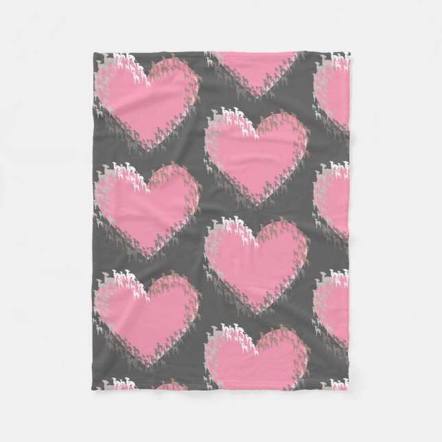 Italian Greyhound Dog Heart Blanket. Silly Iggy Fl Fleece Blanket (Front)