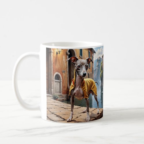 Italian Greyhound Dog in Yellow Jacket Coffee Mug