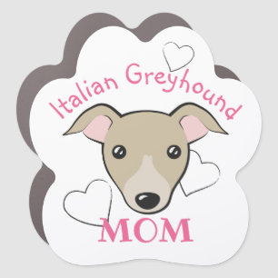 Italian greyhound Dog mom Cute cartoon Fawn/Cream Car Magnet
