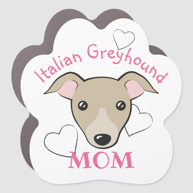 Italian greyhound Dog mom Cute cartoon Fawn/Cream Car Magnet (Front)