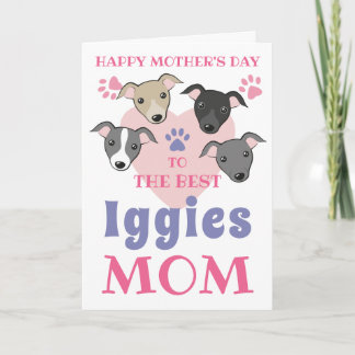 Italian Greyhound Dog Mom Cute Iggies Custom text Card