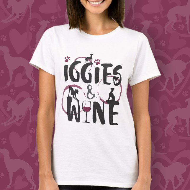 Italian Greyhound Dog Mom Wine lover Funny text T-Shirt (Creator Uploaded)