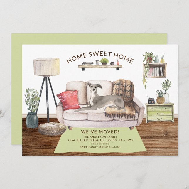 Italian Greyhound Dog Moving Announcement (Front/Back)