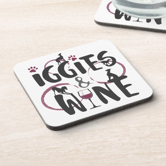 Italian Greyhound Dog owner Wine lover Funny text Beverage Coaster (Left Side)