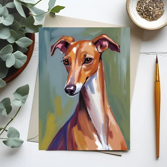 Italian Greyhound Dog Painting Postcard (Creator Uploaded)