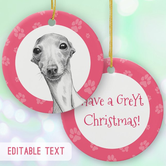 Italian Greyhound Dog Paws Cute Funny Christmas Ceramic Ornament (Creator Uploaded)