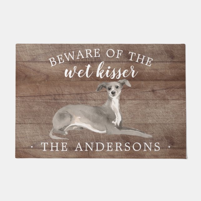 Italian Greyhound Dog Personalized Door Mat (Front)