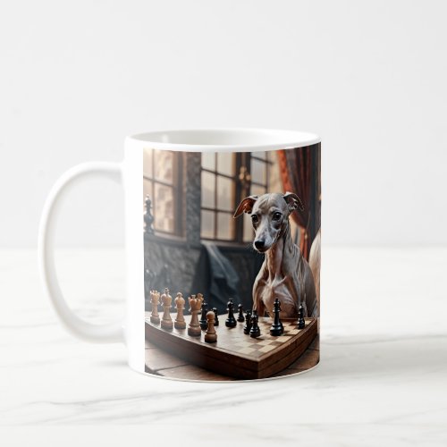 Italian Greyhound Dog Playing Chess Coffee Mug