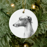 Italian Greyhound Dog Portrait Personalized Text Ceramic Ornament at Zazzle