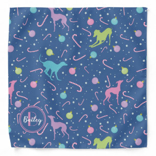 Italian greyhound dog silhouette Christmas pattern Bandana
