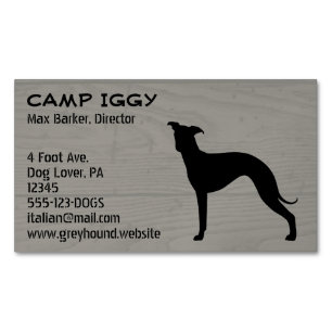 Italian Greyhound Dog Silhouette Faux Wood Style Business Card Magnet