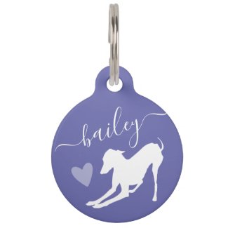 Italian Greyhound Dog Silhouette Name Periwinkle Pet ID Tag
