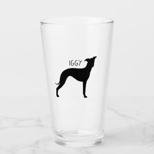 Italian Greyhound Dog Silhouette Personalized Iggy Glass