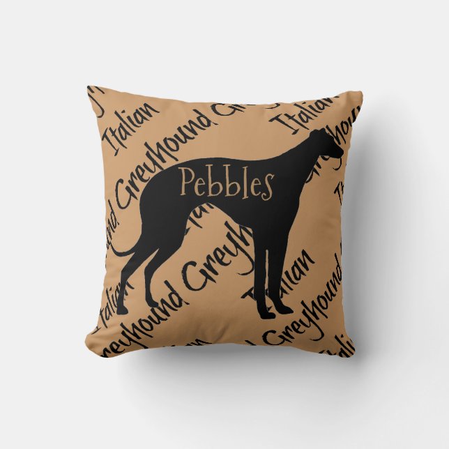 Italian Greyhound Dog Silhouette Throw Pillow (Front)