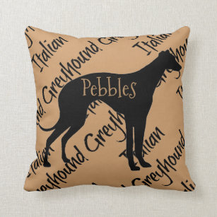 Italian Greyhound Dog Silhouette Throw Pillow