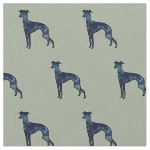 Italian Greyhound Dog Silhouette Tiled - Black WC Fabric