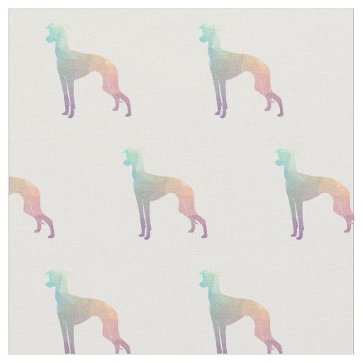 Italian Greyhound Dog Silhouette Tiled - Pastel Fabric