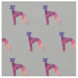 Italian Greyhound Dog Silhouette Tiled - Pink Fabric