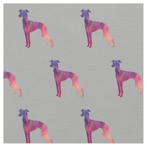 Italian Greyhound Dog Silhouette Tiled - Pink Fabric