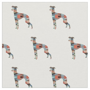 Italian Greyhound Dog Silhouette Tiled - Plaid Fabric