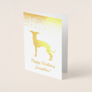 Italian Greyhound Dog Silhouette With Custom Text Foil Card