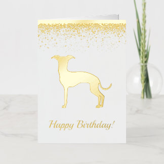 Italian Greyhound Dog Silhouette With Custom Text Foil Greeting Card