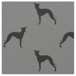Italian Greyhound Dog Silhouettes Grey and Black Fabric