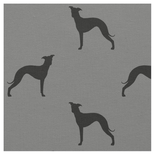 Italian Greyhound Dog Silhouettes Grey and Black Fabric