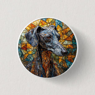 Italian Greyhound dog Stained Glass Art Button