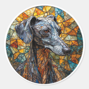 Italian Greyhound dog Stained Glass Art Classic Round Sticker