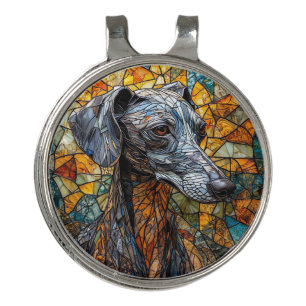 Italian Greyhound dog Stained Glass Art Golf Hat Clip