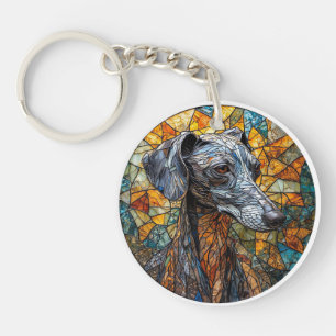 Italian Greyhound dog Stained Glass Art Keychain