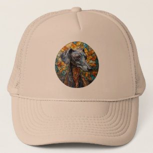 Italian Greyhound dog Stained Glass Art Trucker Hat