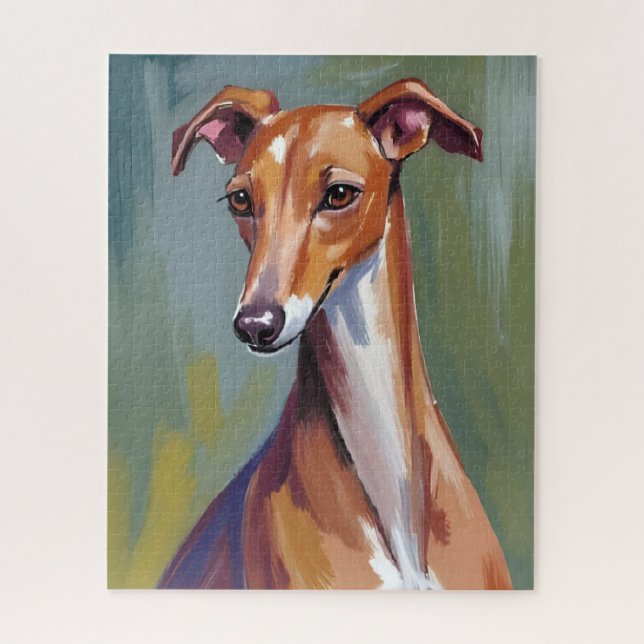 Italian Greyhound Dog Watercolor Pet Painting Jigsaw Puzzle (Vertical)