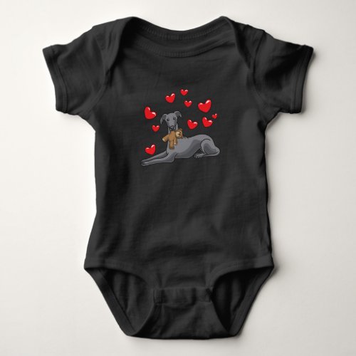 Italian Greyhound Dog With Stuffed Animal Baby Bodysuit