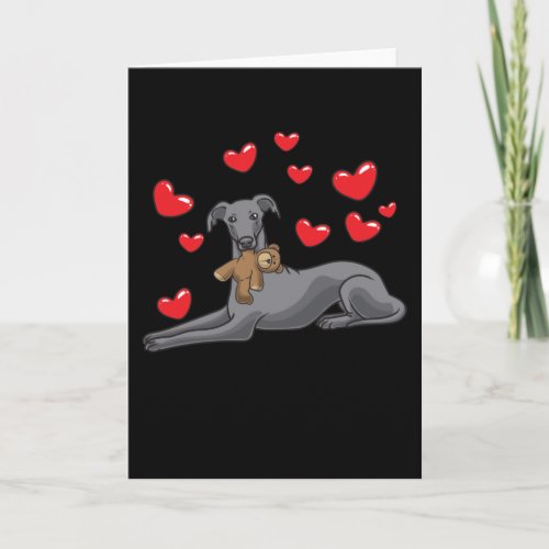 Italian Greyhound Dog With Stuffed Animal Card