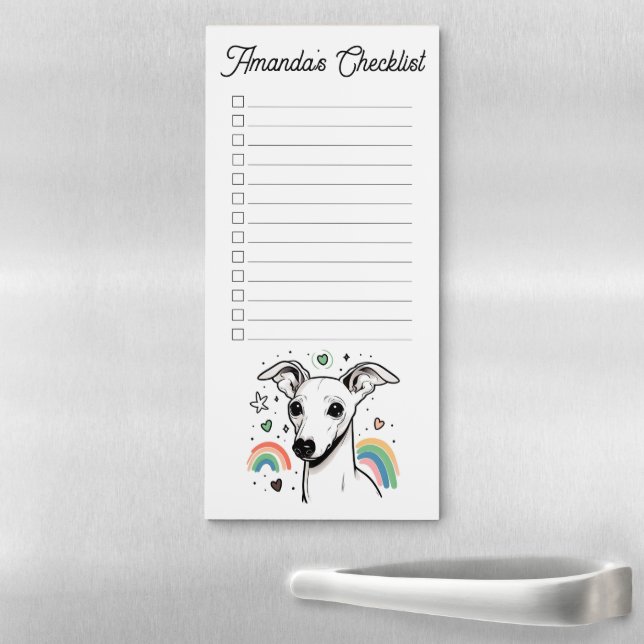 Italian Greyhound Doodle Style Shopping Checklist Magnetic Notepad (In Situ)